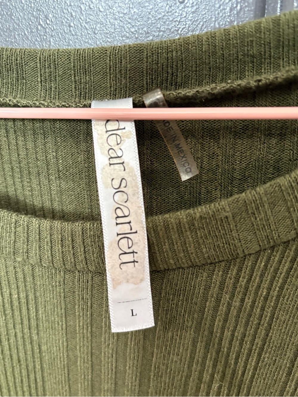 Olive Ribbed Long Sleeve Tunic Top - Picture 4 of 4